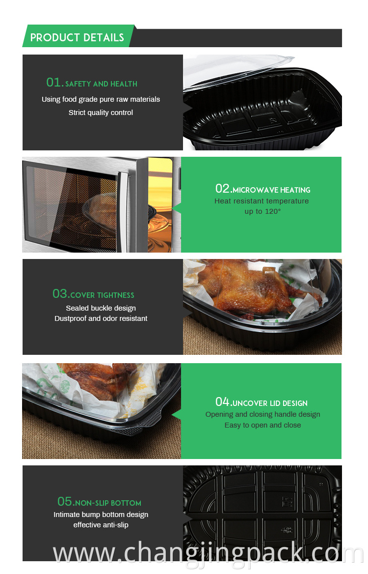 Disposable Plastic PP Roasted Chicken Box With Handle Details